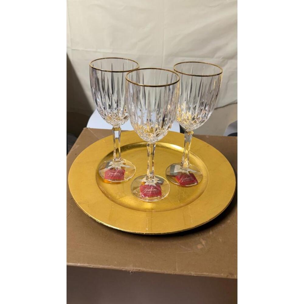 Set of 3‎ Gorham Crystal Wine Glasses with Gold Rim – New with Tags - Picture 11 of 11